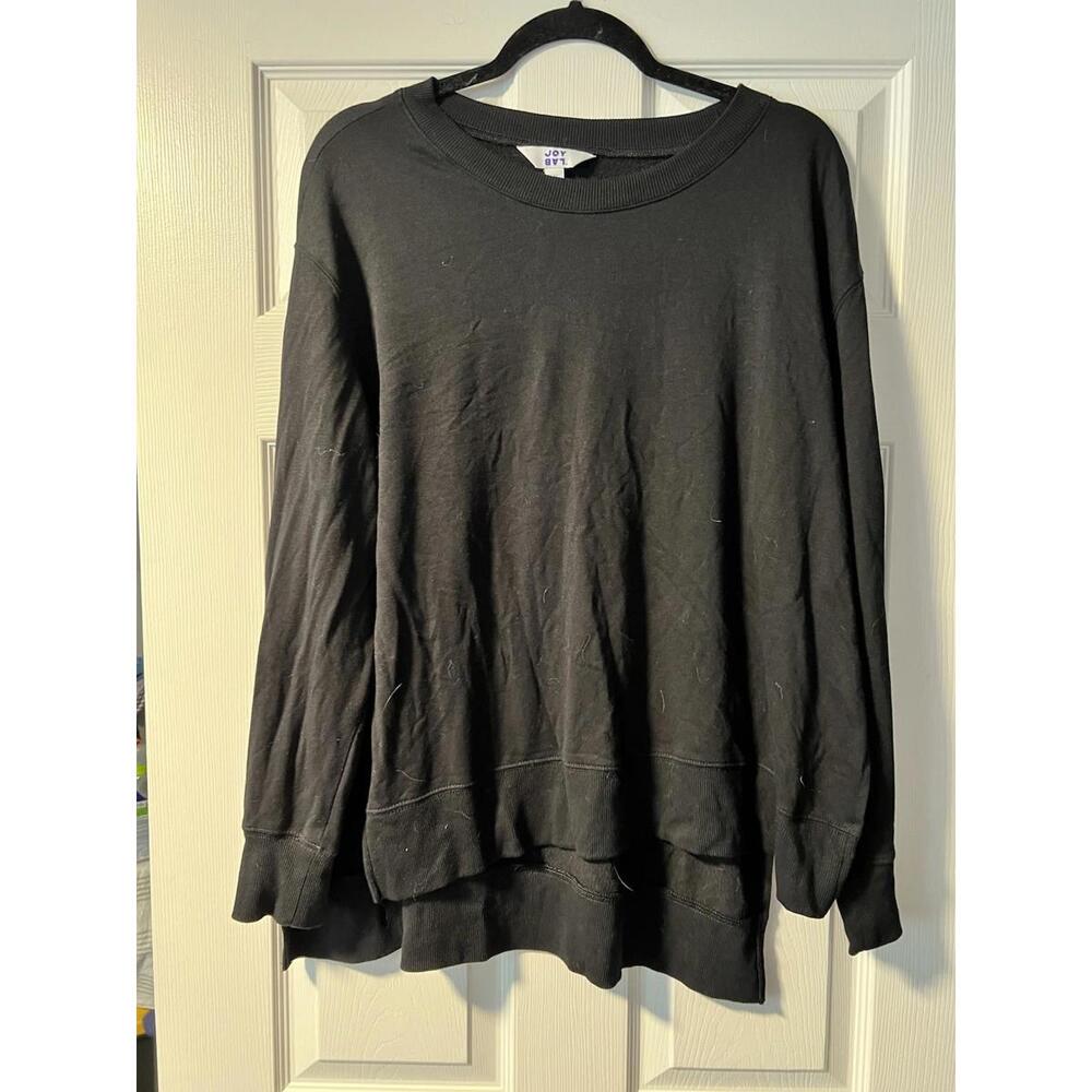 JoyLab Women's Size XXL Fleece Pullover Boxy Fit Sweatshirt Black